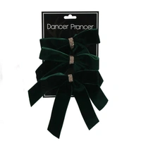 Green Bows with Diamonte 12.5cm  3pk