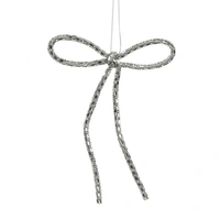 Silver Jewelled  Hanging Christmas Bow 15cm