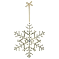 Champagne Snowflake Hanging Christmas Decoration 19.5cm