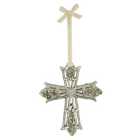 Champagne Crucifix Christmas Tree Decoration 10 x 12.5cm