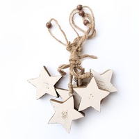 Pine timber garland white stars L115 cm