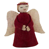 Felt  Angel Red Halo Standing Christmas Decoration 14cm
