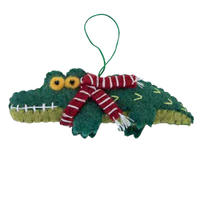 Felt  Crocodile with Scarf Christmas Decoration