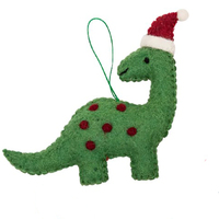 Felt Green with Red  Spot  DInosaur Christmas Decoration 12cm