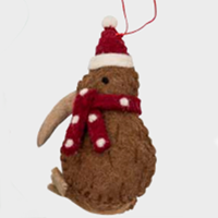 Felt Kiwi with  Red  Scarf