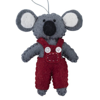 Felt Koala in Red Overalls. 11cm