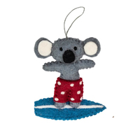 Felt Koala Standing on Surfboard 11cm