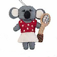 Felt Koala Playing Tennis Christmas Decoration