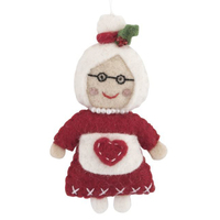 Felt Mrs Claus Christmas Decoration 12cm