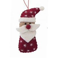 Felt Santa With Snowflake Design Christmas Decoration. 9cm