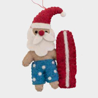 Felt Santa with Red Surfboard 14cm