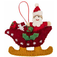 Felt Santa in Sleigh Christmas Decoration 12cm