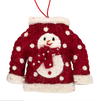 Felt Sweater with Snowman Christmas Decoration. 7cm