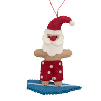 Felt Santa Standing on  Surfboard 14cm