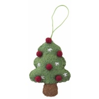 Felt Christmas Trees with red balls. 10cm