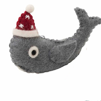 Felt Christmas Whale Hanging Decoration 12cm