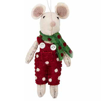 Felt Christmas Mouse Boy Decoration 12cm