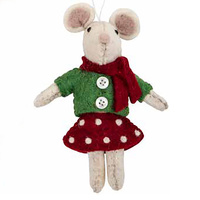 Felt Christmas Mouse Girl Decoration 12cm