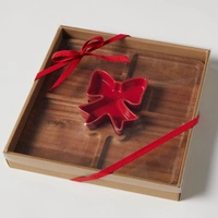 Red Bow Condiment Bowl  and Segregated Serving Board 25cm