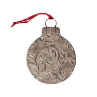 Embossed Flat Metal Bauble 15cm