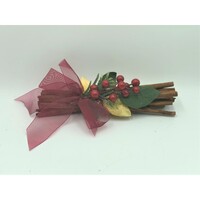 Decorative Scented Cinnamon Sticks with Red Ribbon ,Berries and Silver Leaves