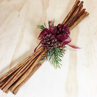 Decorative Scented Cinnamon Sticks with Burgundy and Gold Pine Cones