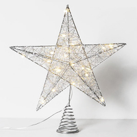 Lumi Silver Star LED Tree Topper with Pearls 30cm