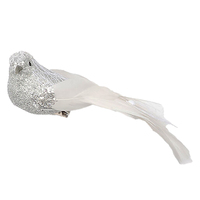 Alaska Silver Sparkle White Tail Birds 14cm 4pc