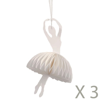 Poem Paper Ballerina Hanging Decoration 14cm 3 pc