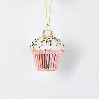 Frosted Glass Cupcake Hanging Decoration 6cm