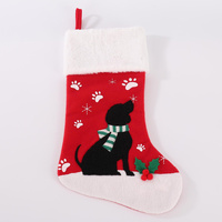 Red Felt Dog Christmas Stocking with White Fur Cuff