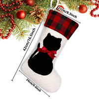 White Quilted with Tartan Cuff Cat Christmas Stocking