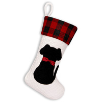 White Quilted with Tartan Cuff Dog Christmas Stocking