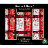 Mini Red Mistletoe Christmas Crackers  6pk