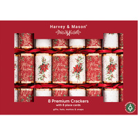 Red Poinsettia Christmas Crackers 8pk