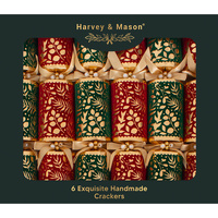 Exquisite Red and Green Flock XL Christmas Crackers 6pk