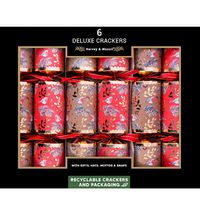 Deluxe Red and Gold Robin Christmas Crackers  6pk