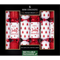 Mini Red Jolly Christmas Crackers  6pk