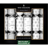 Mini Silver Snow Christmas Crackers  6pk