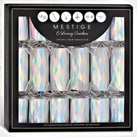 Holographic Siilver Christmas Crackers with Swarovski® Crystal Gifts - 6 Pk
