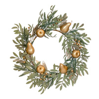 Sage, Gold Pear and Apple Wreath  60cm