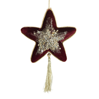 Burgundy Gold Dusted Star with Tassles