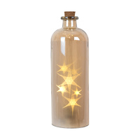 Glass Amber Bottle with LED stars Large