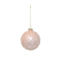 Glass Pearl on Pink Bauble 8cm