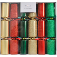 Festive Christmas Red Gold Green Crackers 6pk