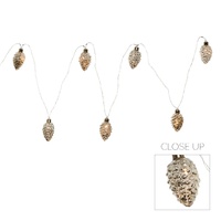 Glass Mercury Silver Pinecone LED  Garland