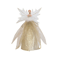 Cream Angel Tree Topper with Gold Butterfly
