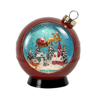 Red Bauble Santa and Village Resin Glitter Water Ball  LED  Lantern 18cm