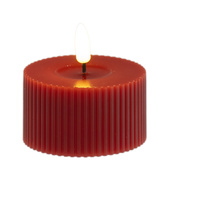 Aura LED Ribbed Red Candle 7.5 x 7.5cm
