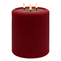 Aura LED Ribbed Red Candle 15 x 20.5cm